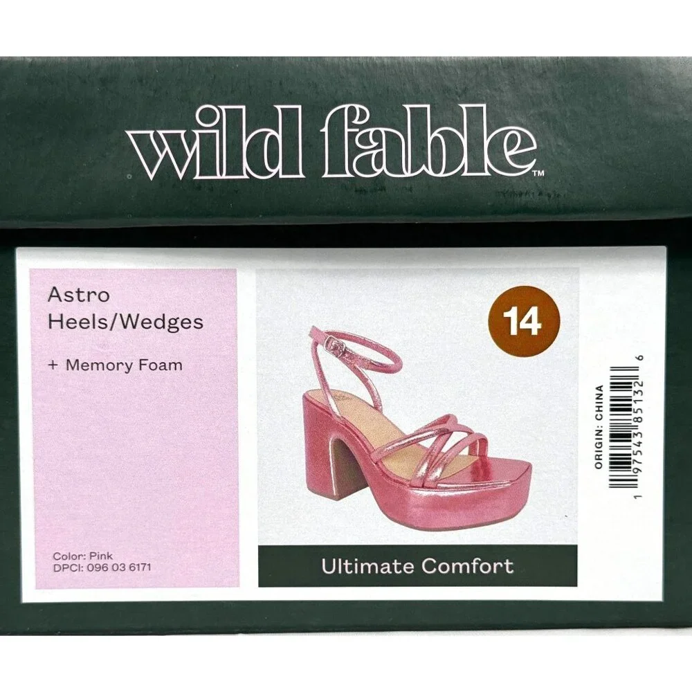 Wild Fable Heels Womens 14 Pink Memory Foam Strappy Block Platform NIB